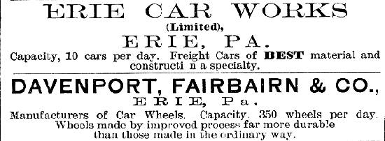 Erie Car Works Advertisement