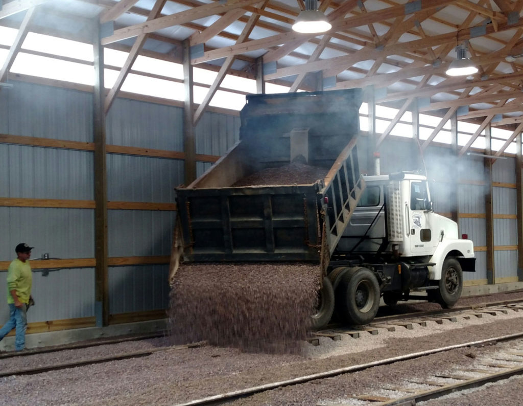 dump truck unloading gravel