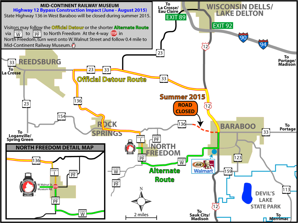 Highway 136 Detour Map for Baraboo Bypass Project