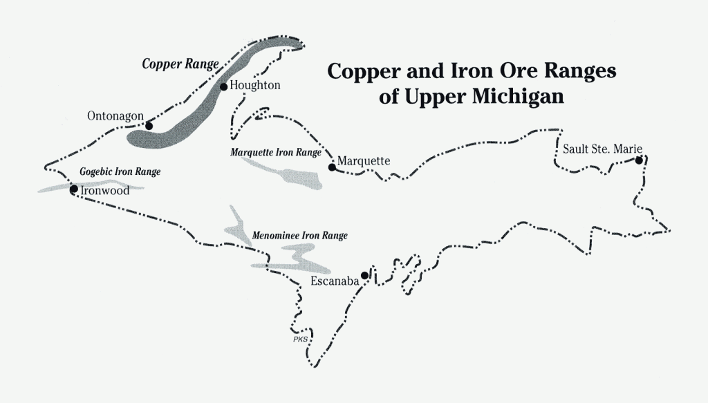 Map of Michigan's Copper Country