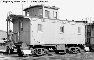 Duluth, Missabe & Iron Range caboose #C-74; Duluth, MN; c.1964; D. Repetsky photo, John C. La Rue, Jr. collection.